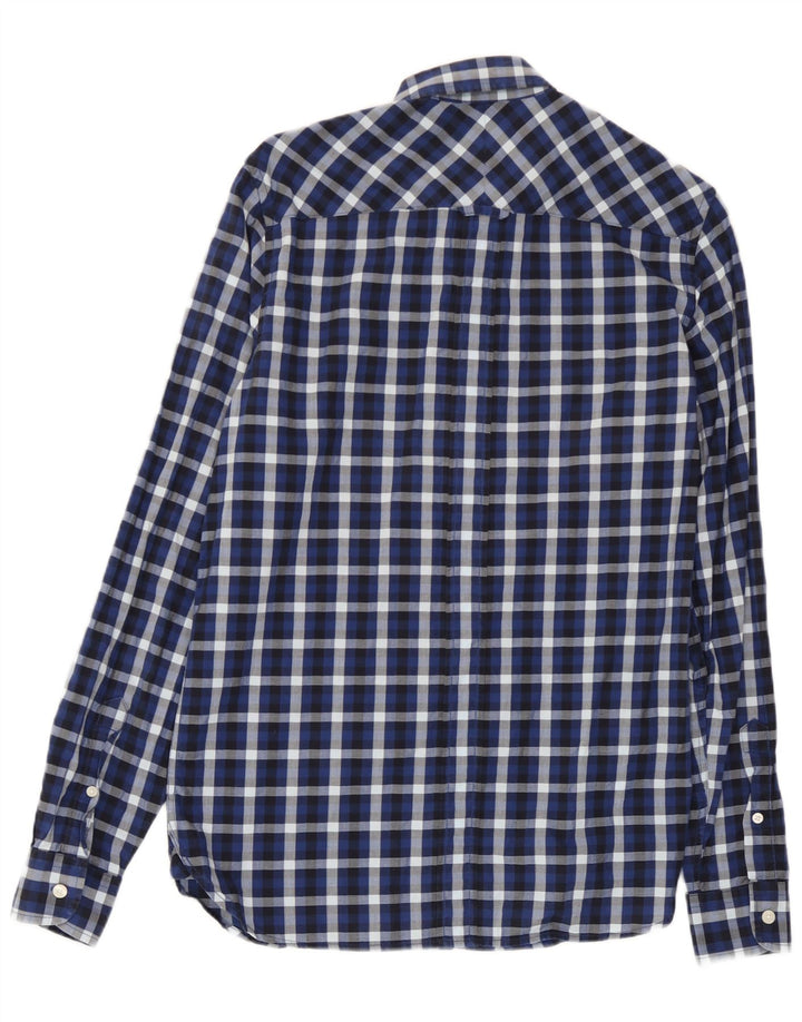 Мужская рубашка Fred Perry, маленькая, темно-синяя, хлопковая в клетку