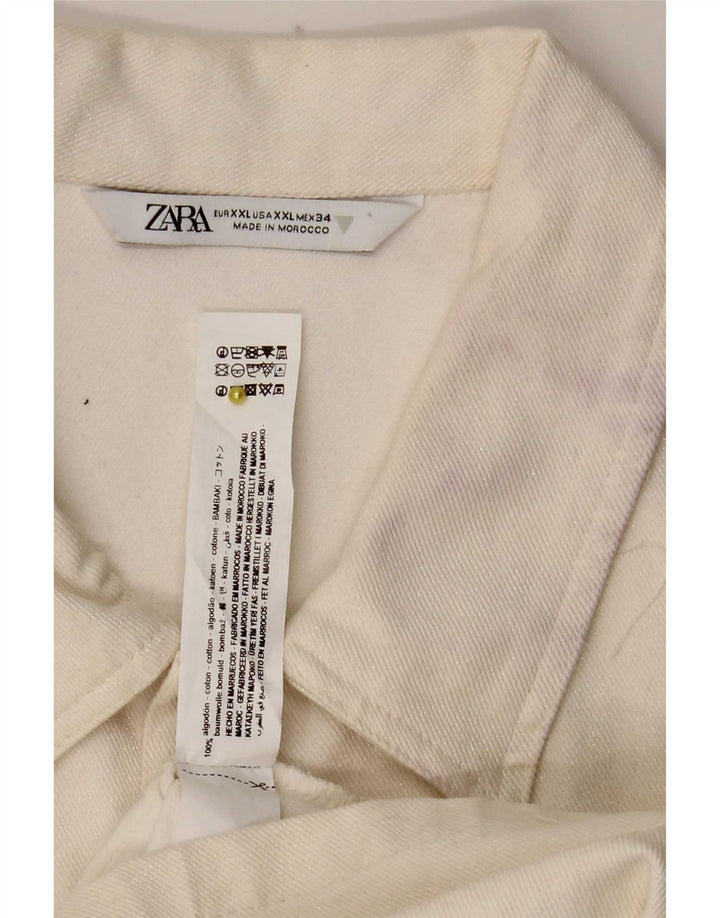 Женский джинсовый комбинезон Zara UK 20 2XL, белый хлопок