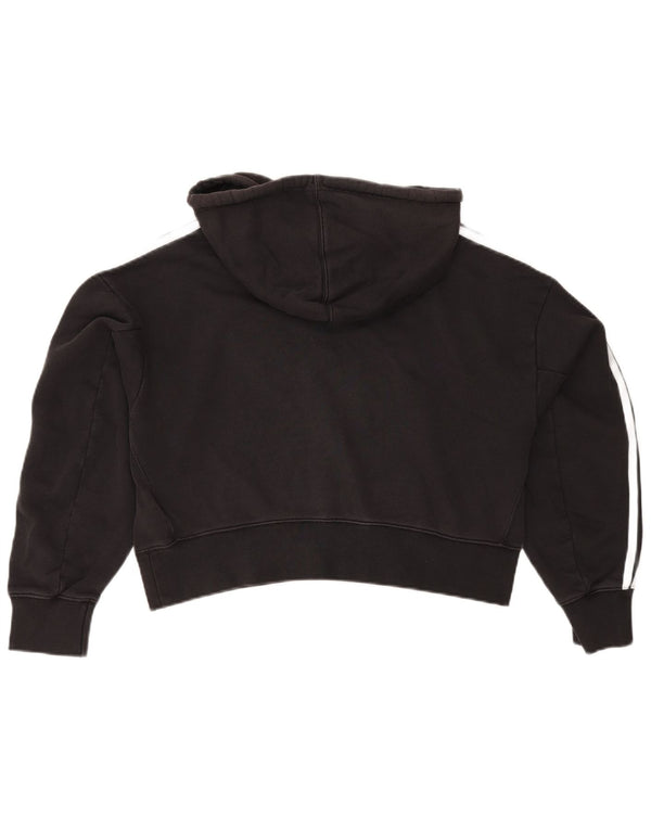 Женский укороченный джемпер с капюшоном Adidas Oversized UK 12, средний черный хлопок