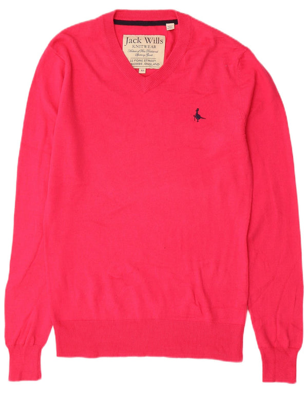 Мужской джемпер с v-образным вырезом Jack Wills XS, розовый хлопок