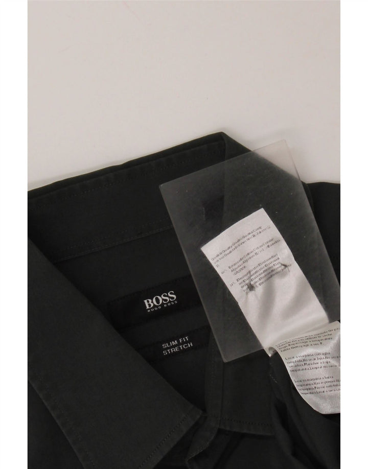 Мужская рубашка приталенного кроя HUGO BOSS, размер 40, средний зеленый хлопок, хлопок