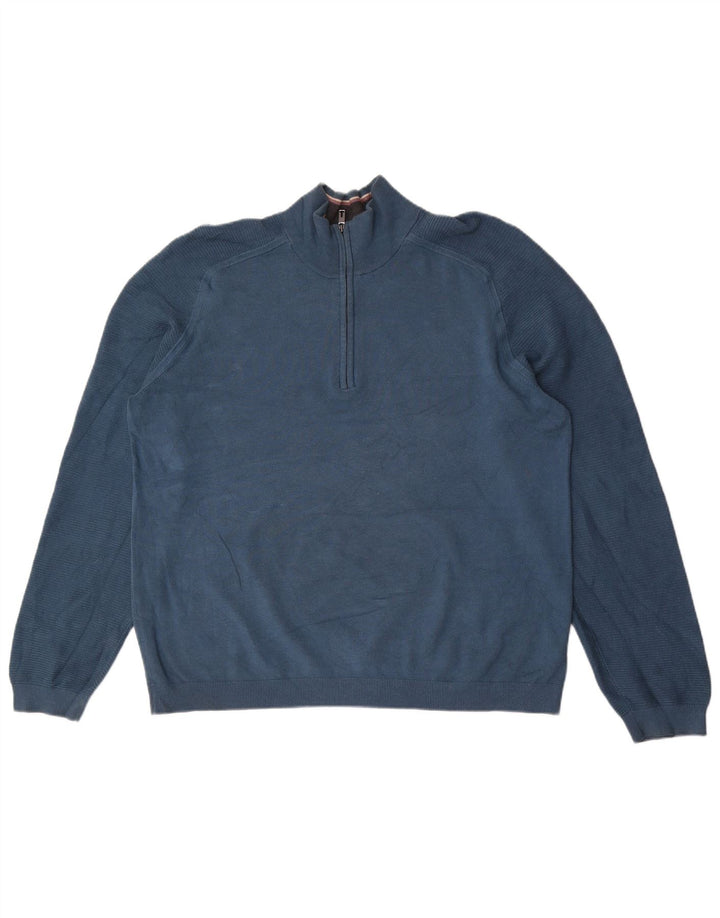Мужской джемпер с воротником на молнии Ted Baker, размер 6, 2XL, синий вискоза