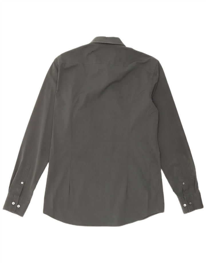 Мужская рубашка приталенного кроя HUGO BOSS, размер 40, средний зеленый хлопок, хлопок