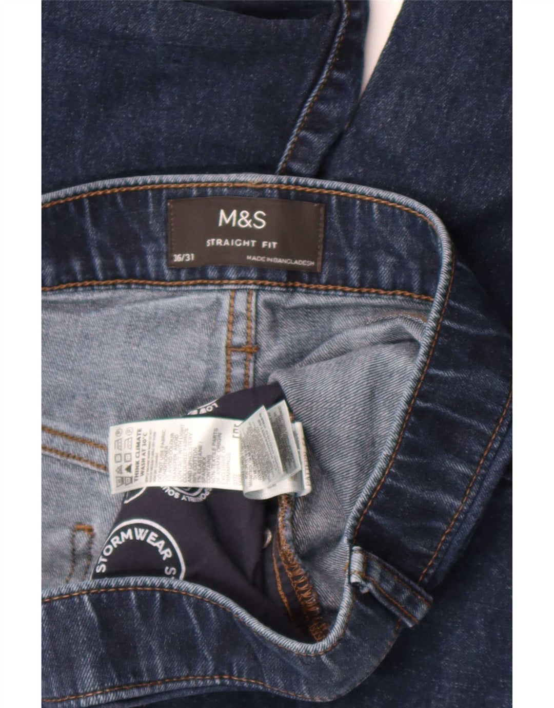 Мужские прямые джинсы Marks & Spencer W36 L28 темно-синие, хлопок
