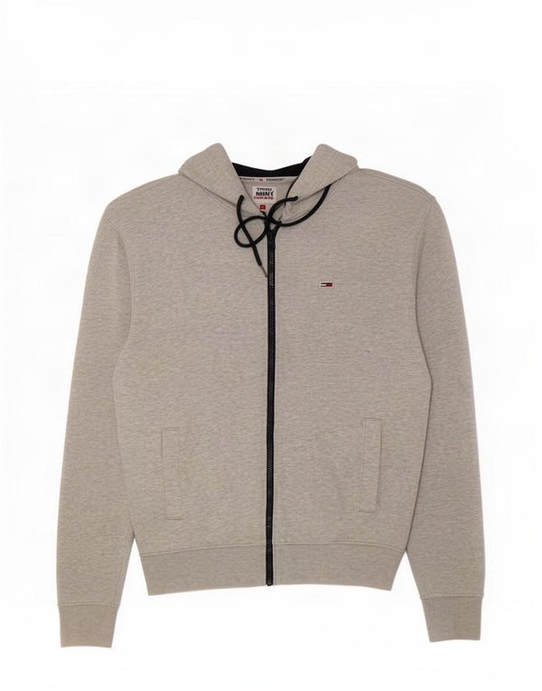 Tommy Hilfiger Мужской свитер с капюшоном и молнией с рисунком, средний серый хлопок с крапинками