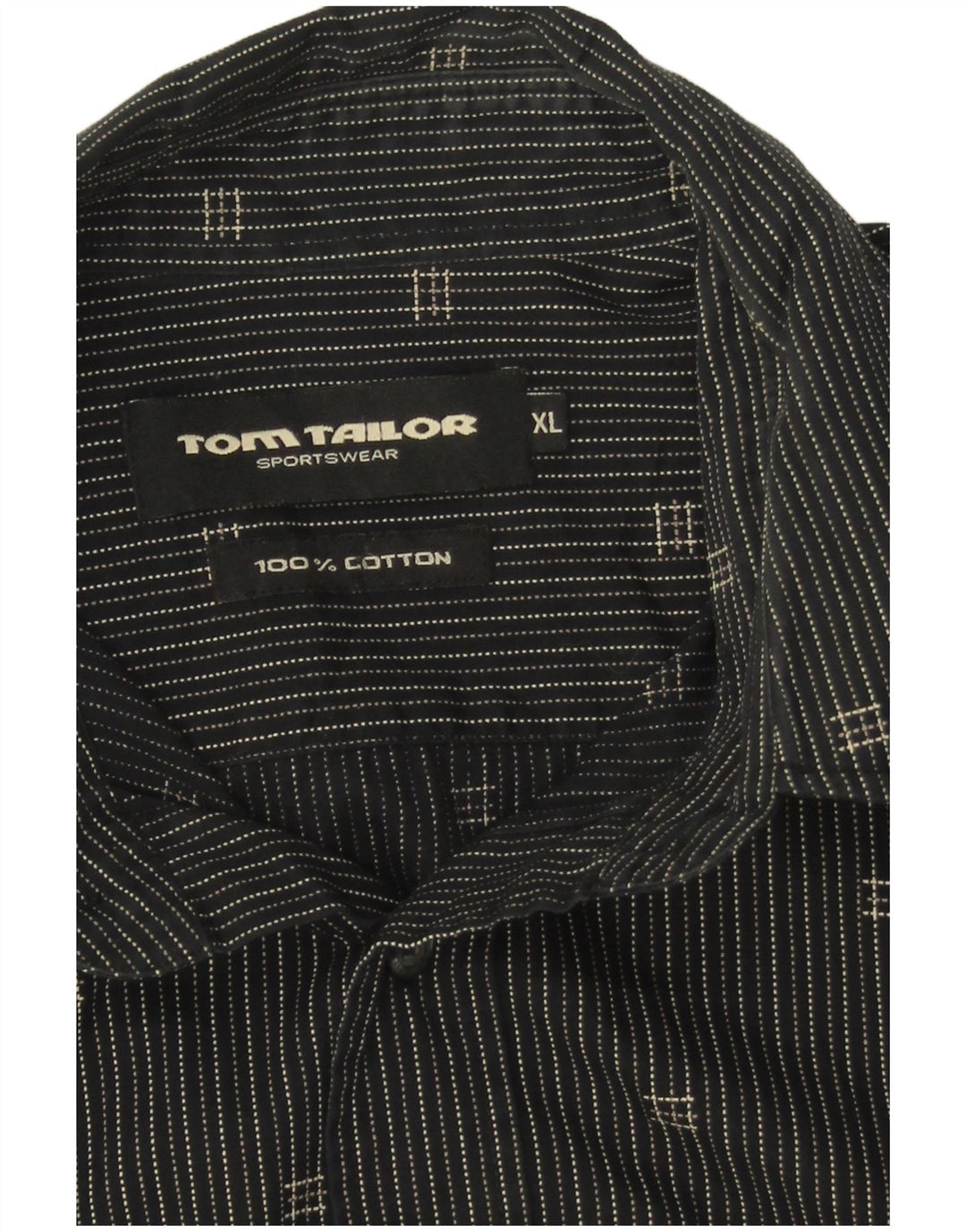 Мужская рубашка TOM TAILOR XL, черная хлопковая полоска