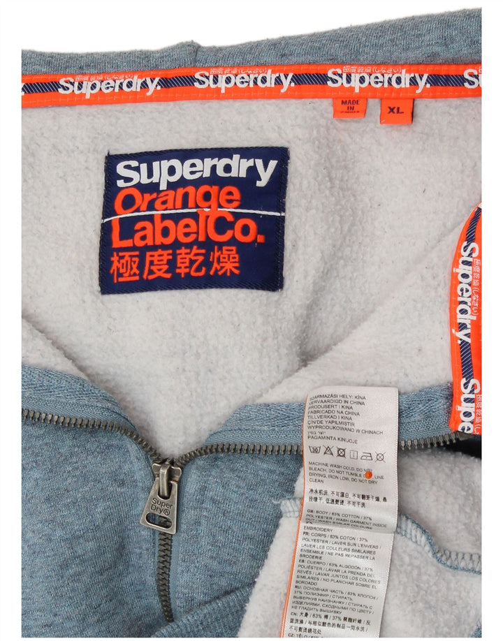 SUPERDRY Мужской свитер с капюшоном на молнии XL, синий хлопок
