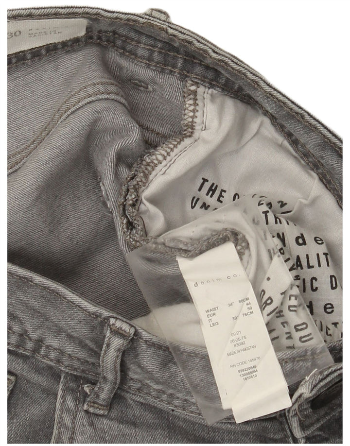 Мужские узкие джинсы Denim & Co W34 L30, серый хлопок