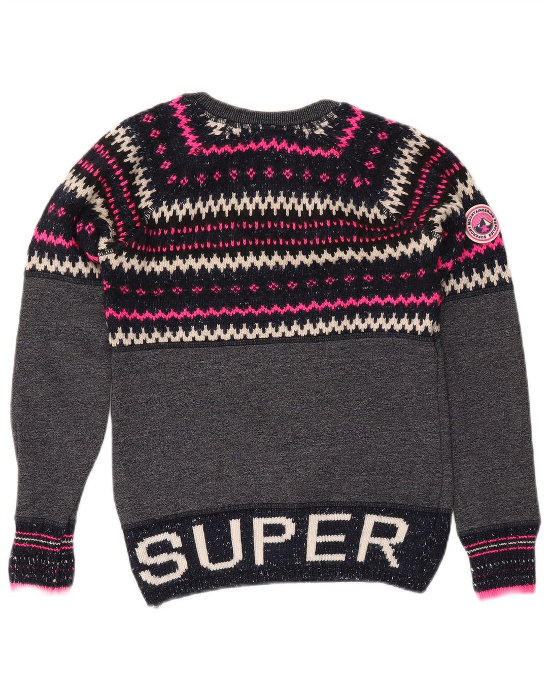Женский свитер SUPERDRY с круглым вырезом UK 6 XS Темно-синий Fair Isle