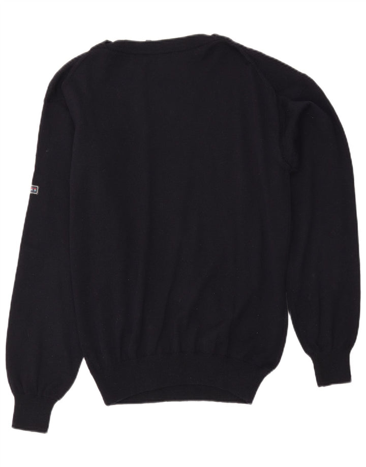 ВИНТАЖНЫЙ мужской свитер с вырезом «лодочкой», средний темно-синий