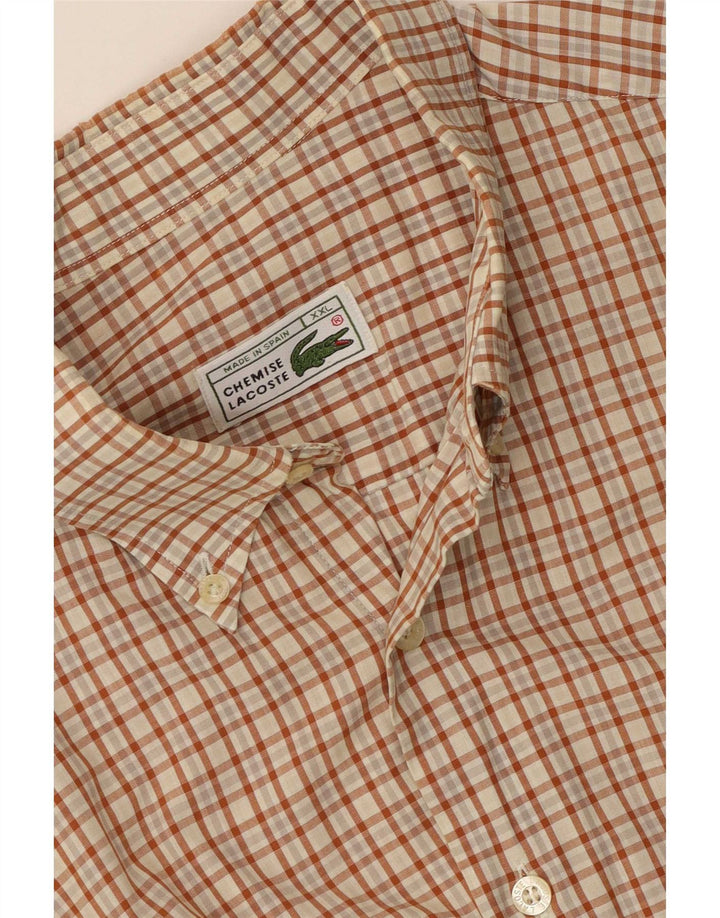 Lacoste Мужская рубашка с коротким рукавом 2XL коричневая клетка