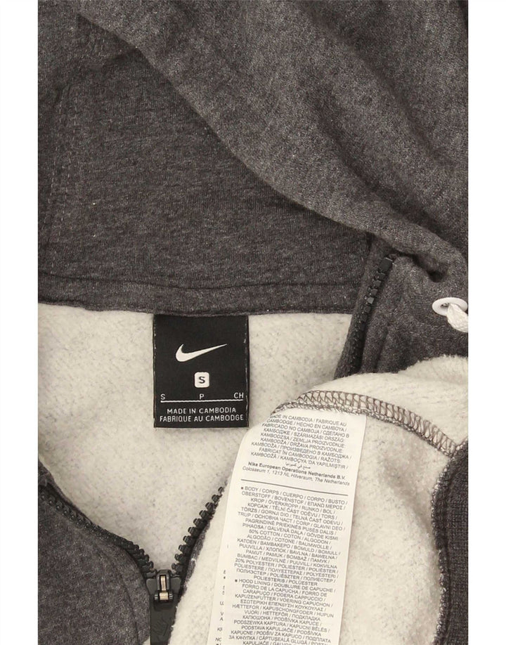 Мужской свитер с капюшоном на молнии Nike, маленький серый, хлопковый