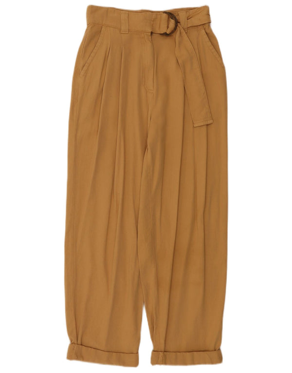 Topshop Женские укороченные брюки с завышенной талией UK 8 Small W26 L25 Бежевые