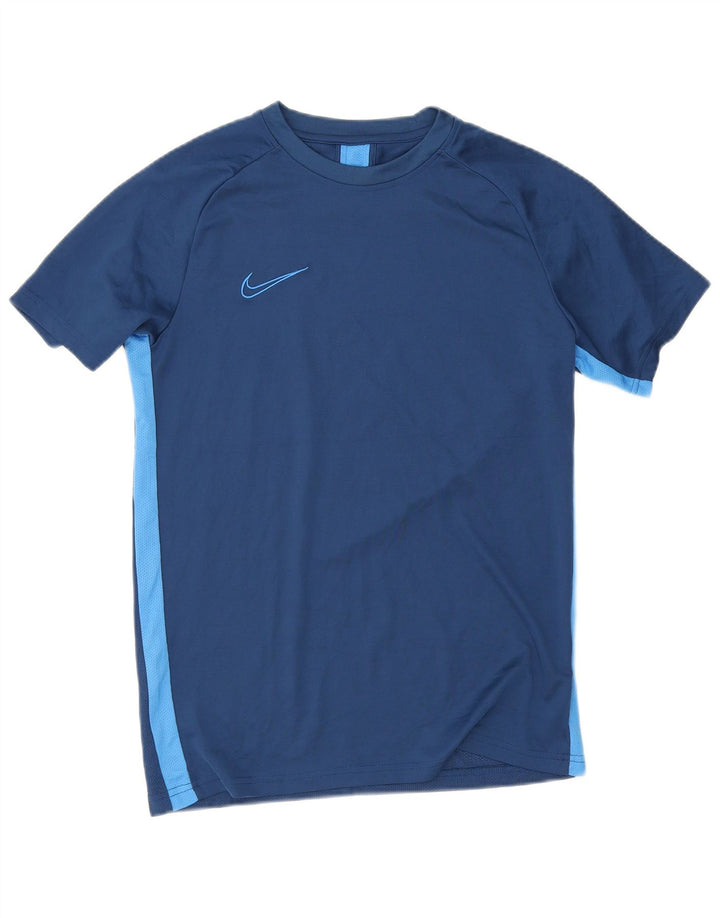 Мужская футболка Nike Dri Fit Верх среднего размера, темно-синий, полиэстер с цветными блоками