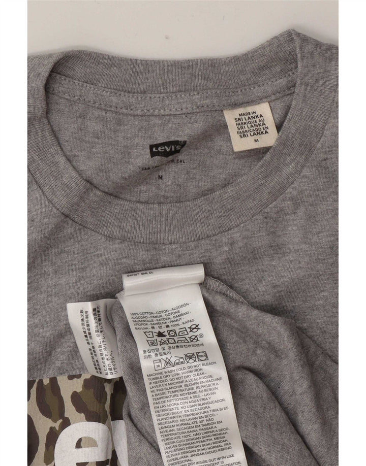 Мужская футболка с рисунком Levi's, хлопковый топ среднего серого цвета