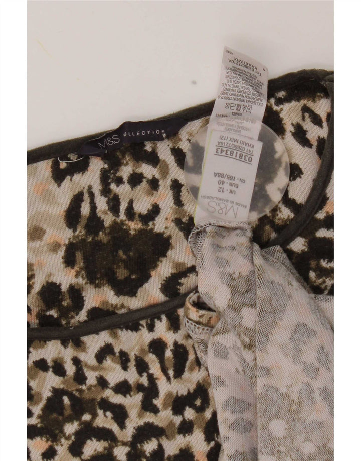 Женская туника Marks & Spencer UK 12, средний цвет хаки с животным принтом