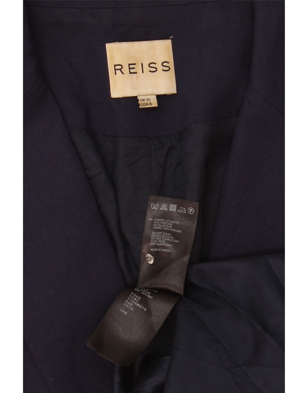 Женский пиджак Reiss на 1 пуговице UK 10, маленький темно-синий из вискозы