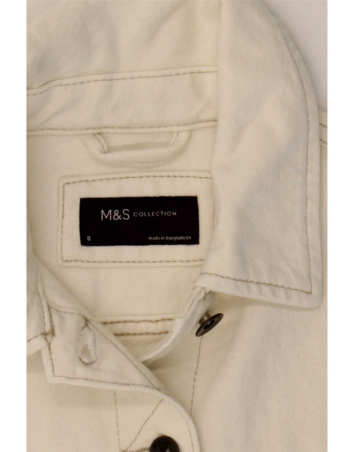 Женская джинсовая куртка Marks & Spencer UK 8 маленькая белая хлопковая