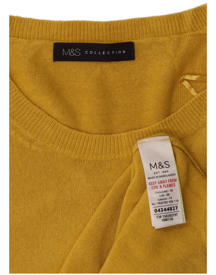Женский джемпер с круглым вырезом MARKS & SPENCER UK 18 XL, желтый акрил