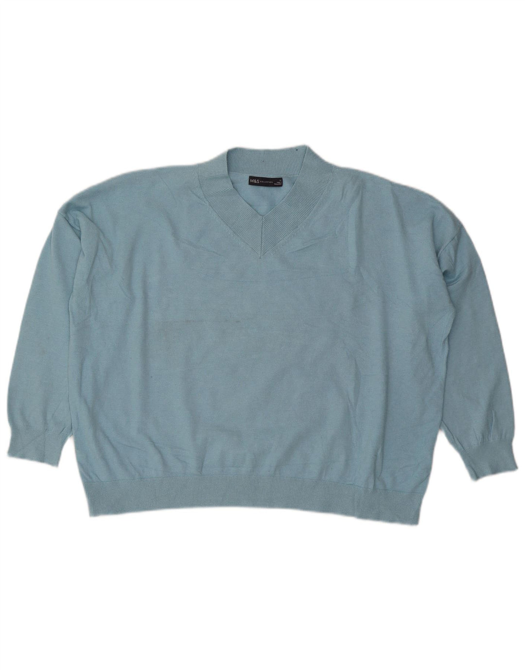 Женский свободный джемпер с v-образным вырезом Marks & Spencer UK 18 XL, синий