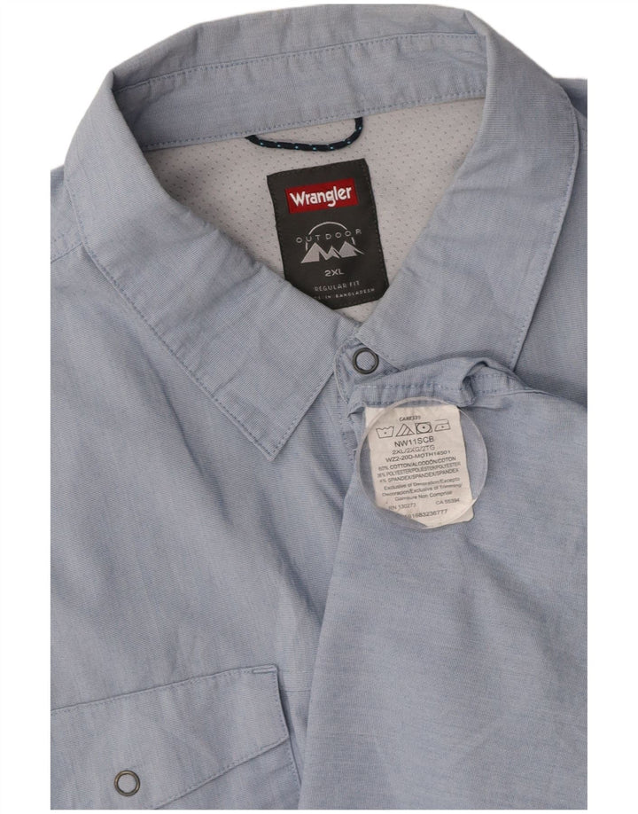 WRANGLER Mens Regular Fit Short Sleeve Shirt 2XL Blue Cotton