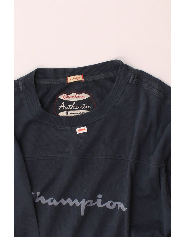 CHAMPION Mens Authentic Graphic Sweatshirt Jumper XL Navy Blue Cotton Vintage Champion and Second-Hand Champion from Messina Hembry 