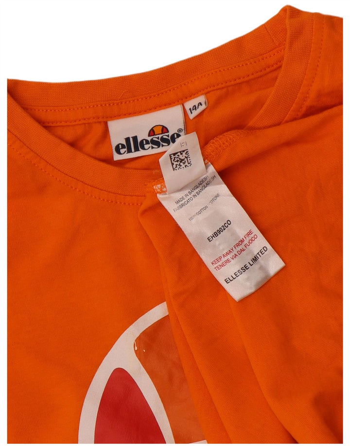Топ Ellesse с рисунком для мальчиков, длинный рукав, 13–14 лет, оранжевый, хлопок