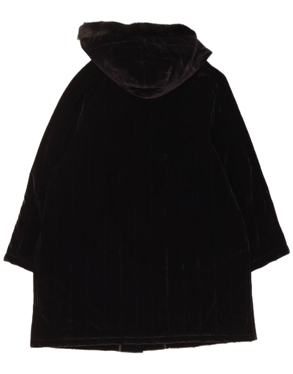Женское бархатное стеганое пальто с капюшоном Club Voltaire UK 18 XL, черный хлопок