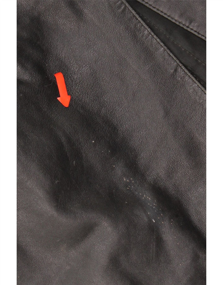 Винтажная женская кожаная куртка UK 16, большая черная кожаная