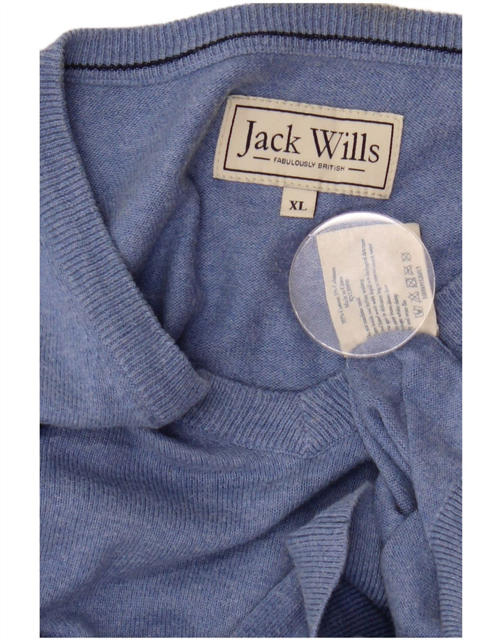 JACK WILLS Мужской джемпер с v-образным вырезом XL, синий хлопок
