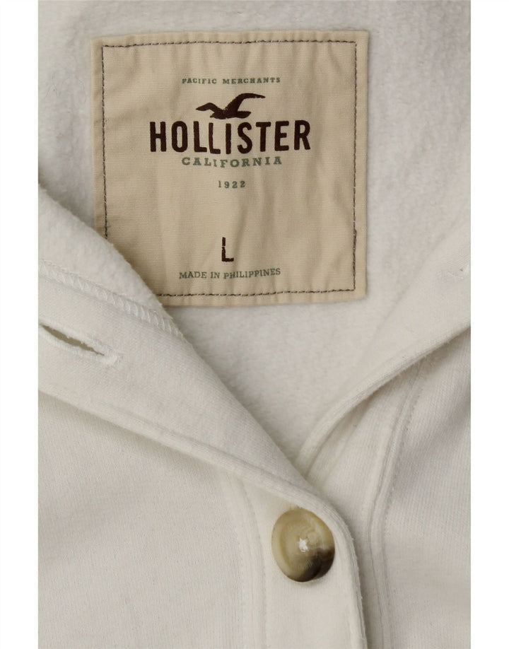 HOLLISTER Женский спортивный костюм с графическим рисунком, верхняя куртка UK 14, большой белый хлопок