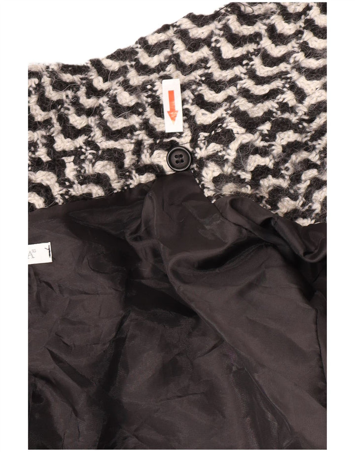 Винтажное женское пальто IT 50 XL, черное из ацетата с геометрическим узором
