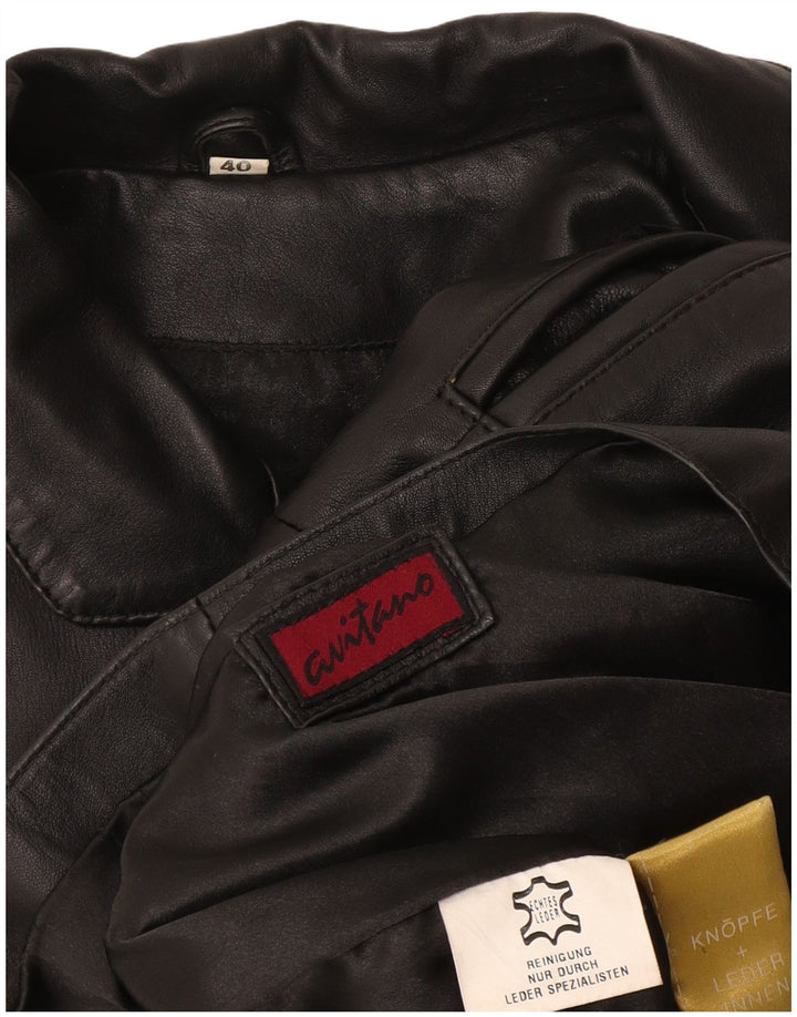 Женский кожаный пиджак Avitano на 3 пуговицах EU 40, средний черный кожаный