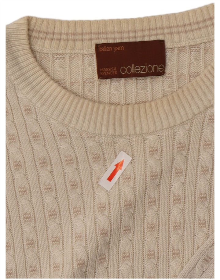 Мужской джемпер с круглым вырезом Marks & Spencer среднего размера, белый акрил