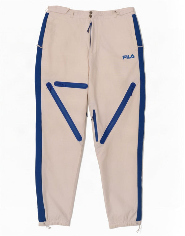 Мужские лыжные брюки Fila, средний белый нейлон с цветными блоками