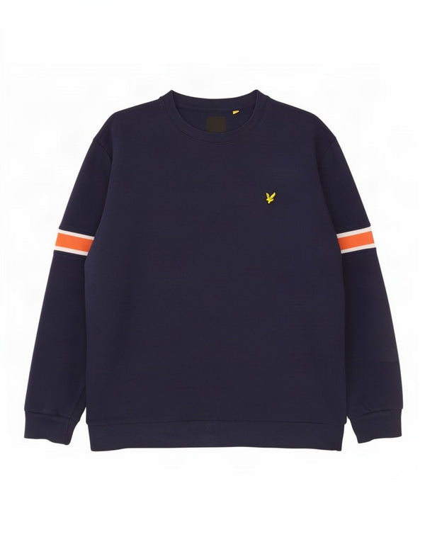 Мужской свитер Lyle & Scott, джемпер 2XL, темно-синий, хлопок с цветными блоками