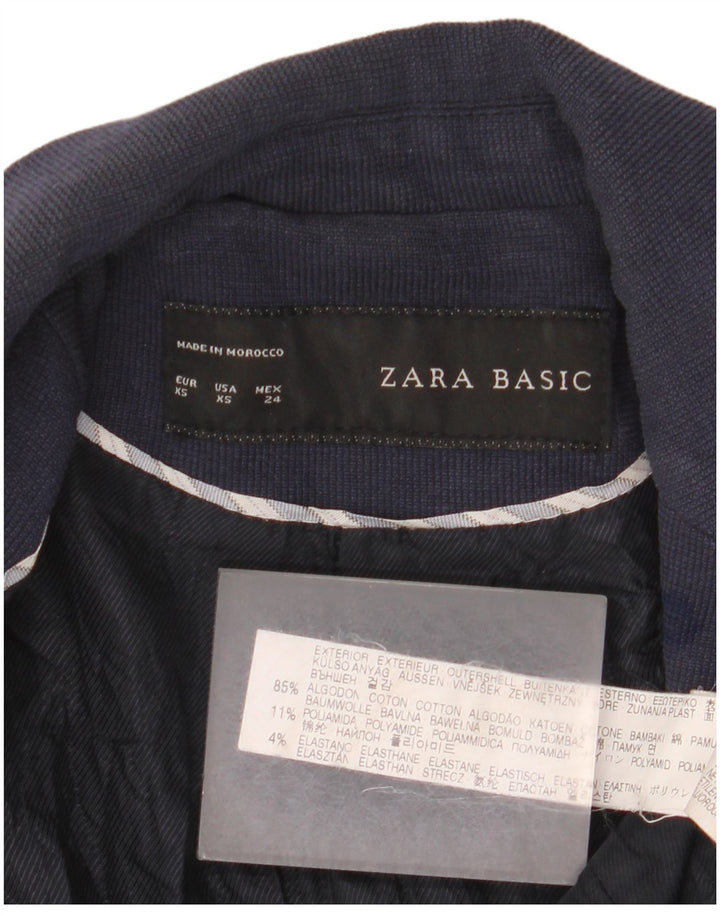 Женский пиджак Zara на 1 пуговице UK 6 XS Темно-синий хлопок