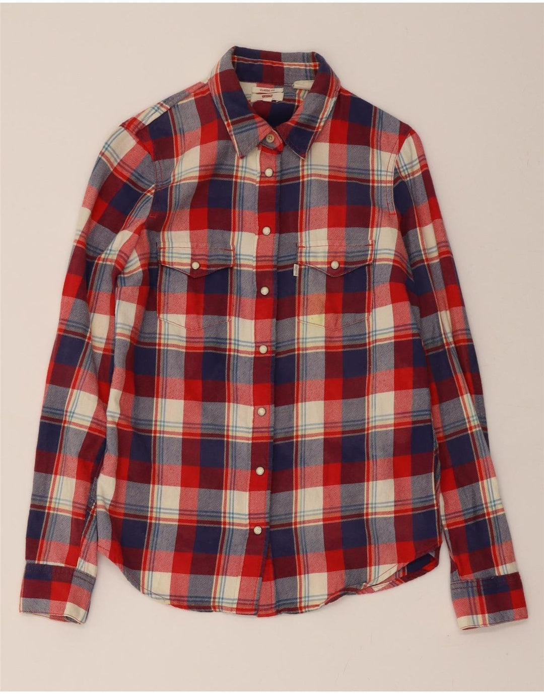 LEVI'S Mens Classic Fit Flannel Shirt XS Red Check Cotton Vintage Levi's and Second-Hand Levi's from Messina Hembry 