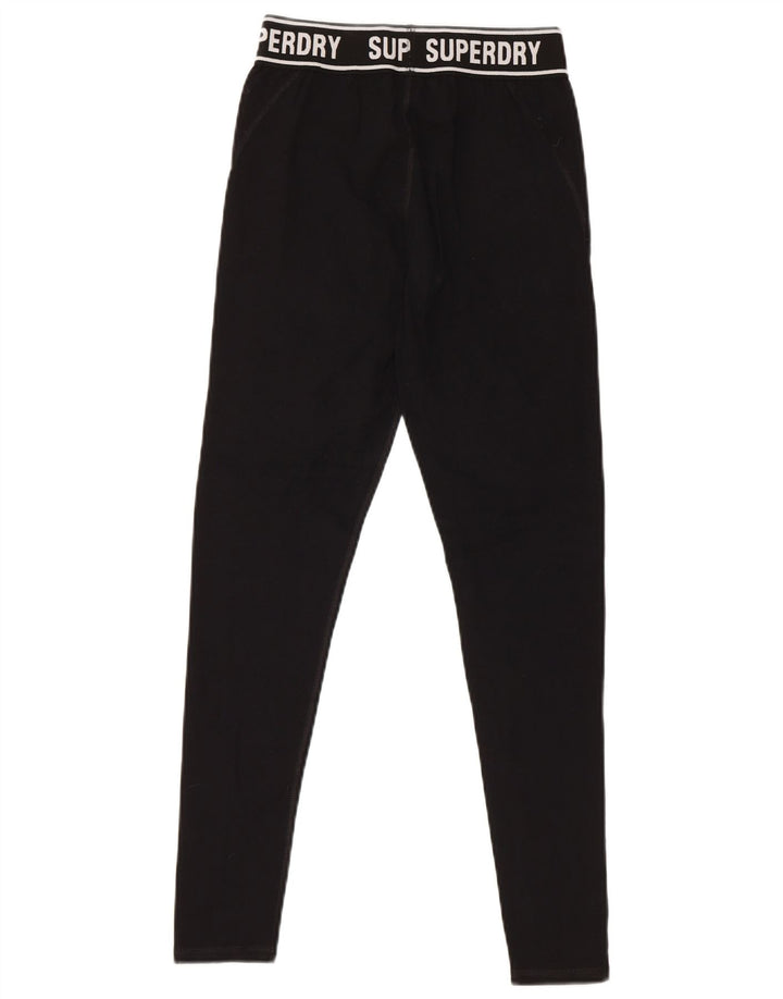 SUPERDRY Женские леггинсы с рисунком UK 8, маленькие, черные, хлопковые