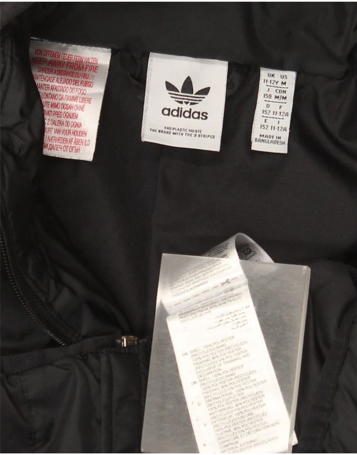 Утепленная куртка Adidas с капюшоном для мальчиков 11-12 лет, черный полиэстер