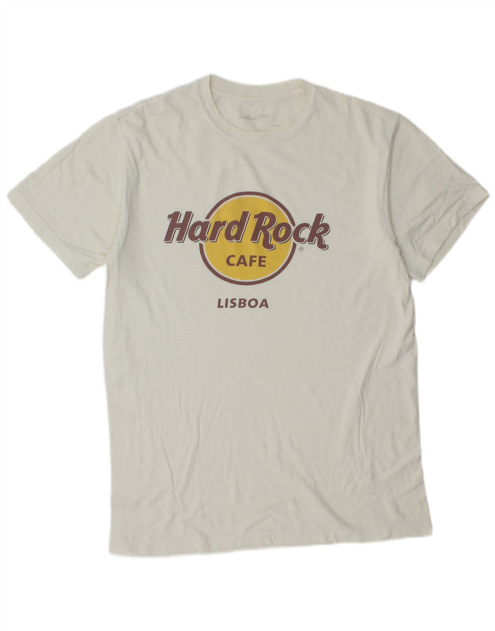 Мужская футболка с рисунком Hard Rock Cafe Lisboa, средний белый цвет