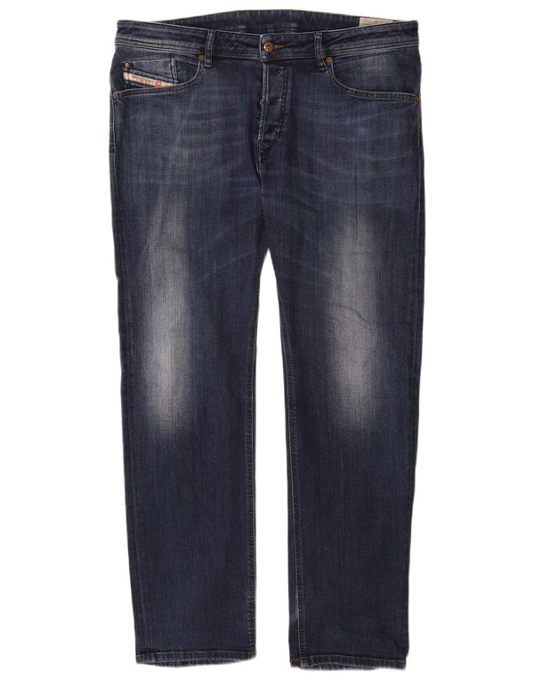 Diesel Mens Waykee Regular Straight Jeans W36 L32 Navy Blue Cotton