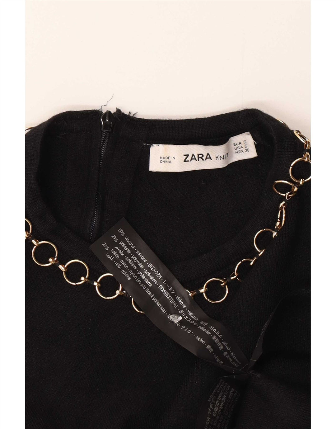 Женская укороченная блузка Zara UK 10, маленькая черная вискоза