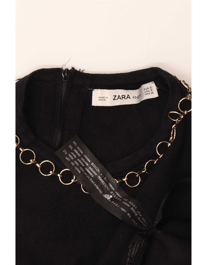 Женская укороченная блузка Zara UK 10, маленькая черная вискоза