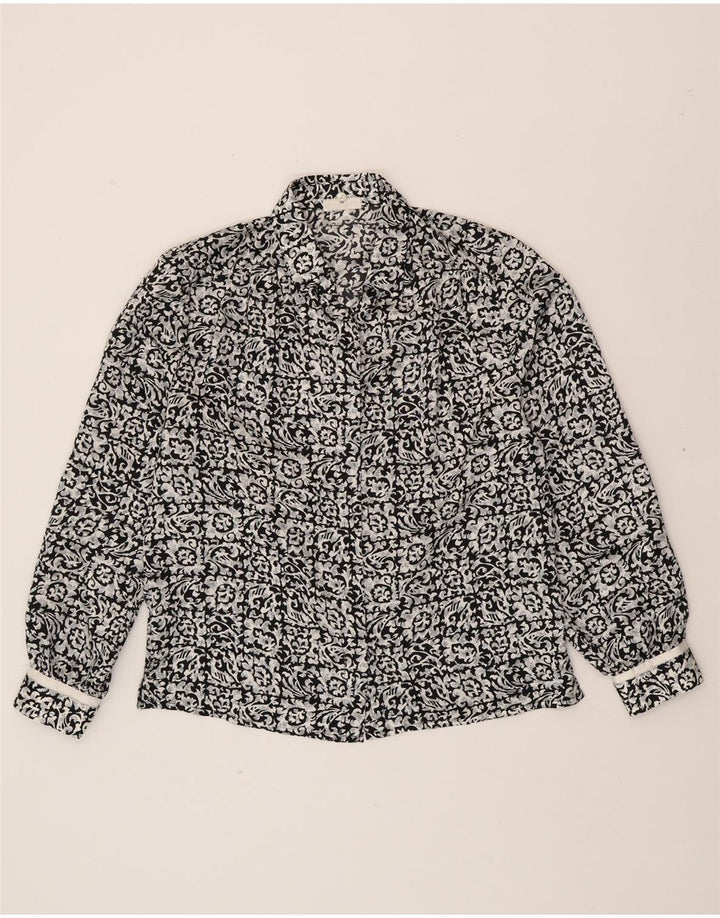 SOMMERMANN Womens Shirt Blouse EU 42 Large Black Floral Polyester Vintage Sommermann and Second-Hand Sommermann from Messina Hembry 