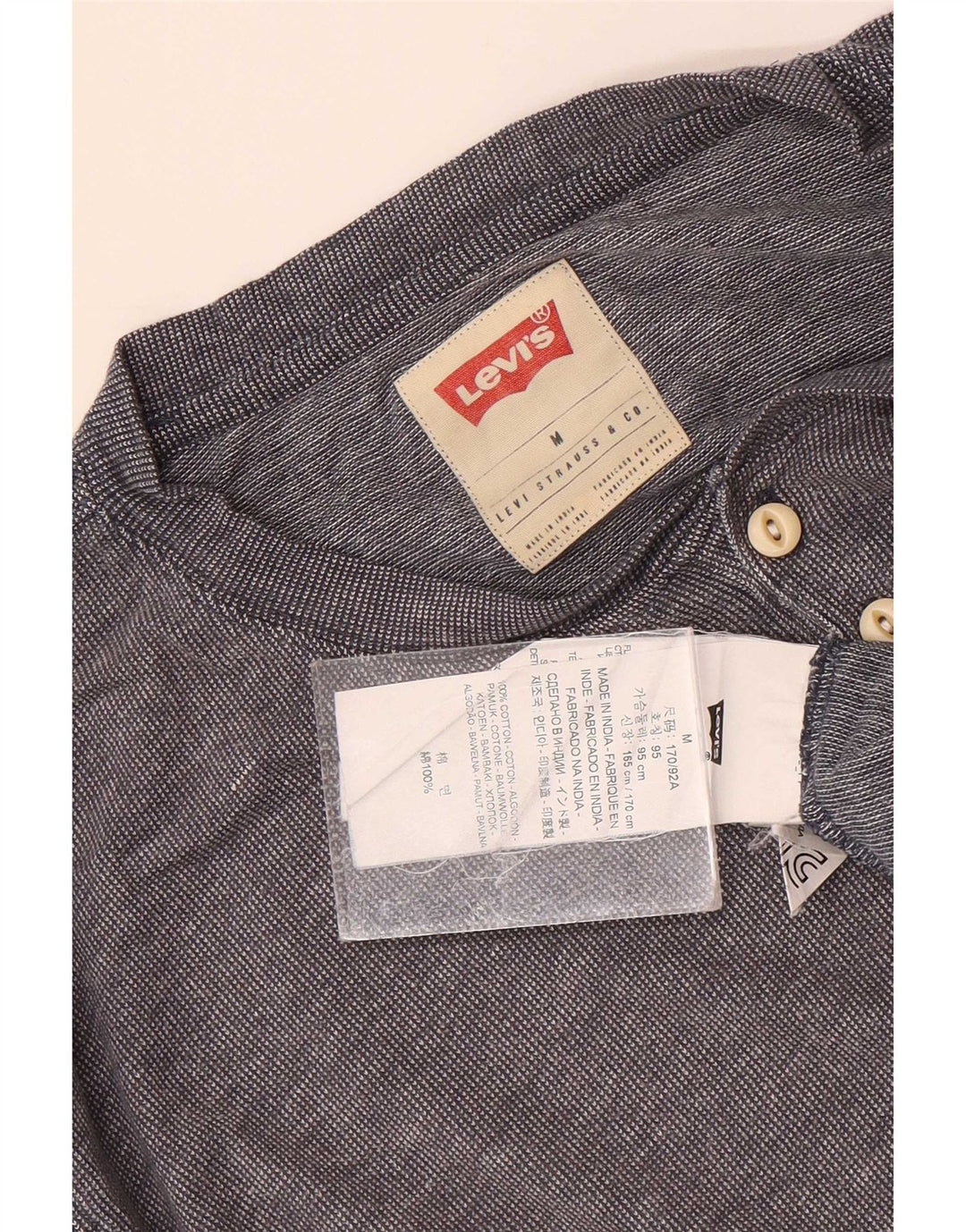 Мужской топ Levi's из хлопка с длинным рукавом среднего серого цвета