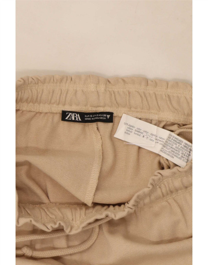 Женская юбка-миди Zara, маленькая W26, бежевый хлопок