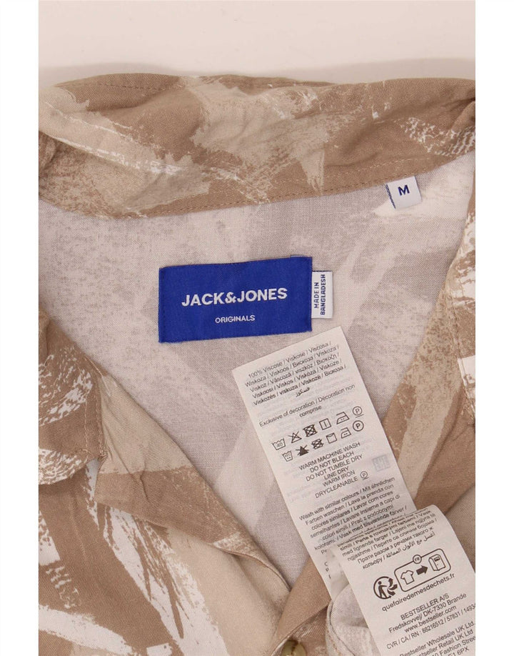 Мужская рубашка с коротким рукавом Jack & Jones с абстрактным узором, средний бежевый, вискоза