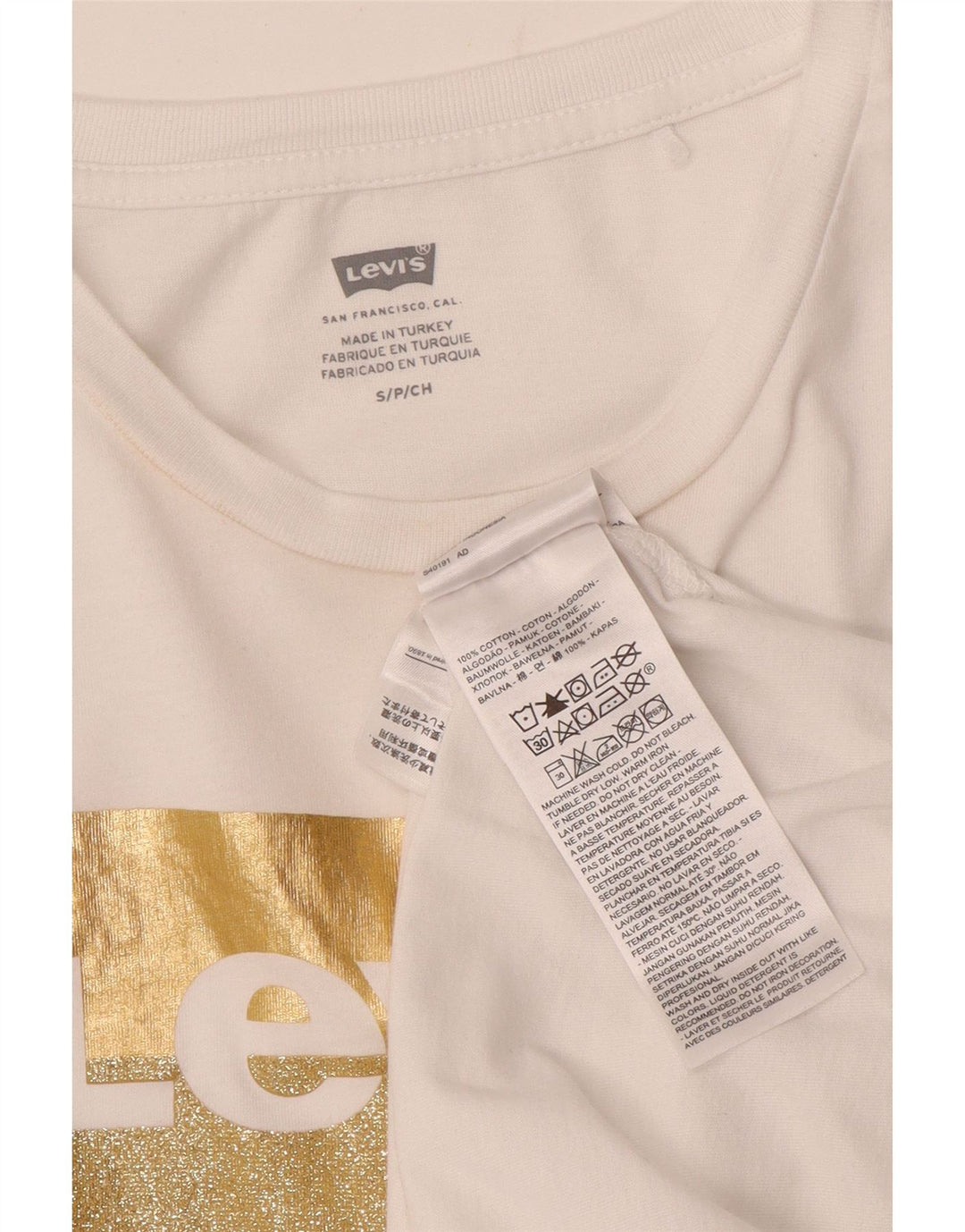 Женская футболка с рисунком Levi's Top UK 10, маленькая, белый хлопок