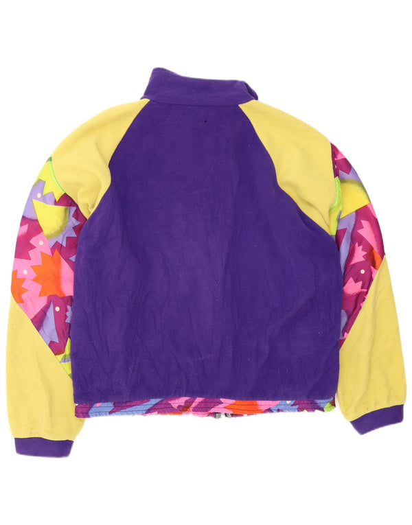 Винтажная мужская флисовая куртка UK 42 XL фиолетового цвета из полиэстера с цветными блоками